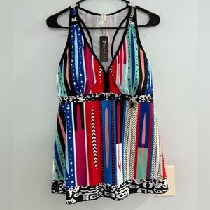 NWT MultiColor Racerback Tankini Top